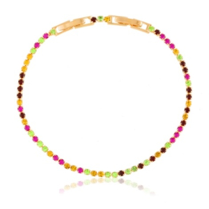 Bratara placata aur cristale Zirconia multicolore