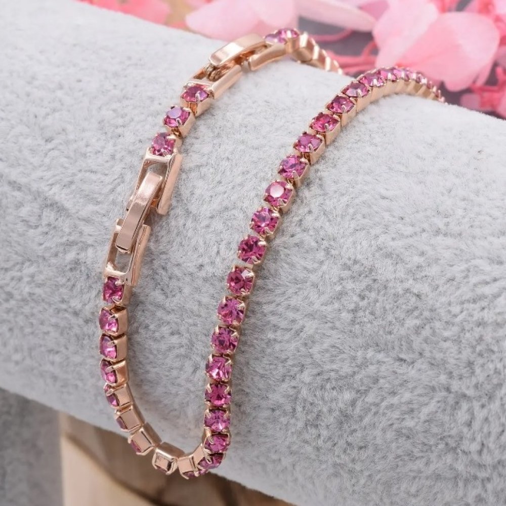 Bratara placata aur cristale Zirconia roz Bratara placata aur cristale Zirconia roz