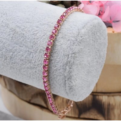 Bratara placata aur cristale Zirconia roz
