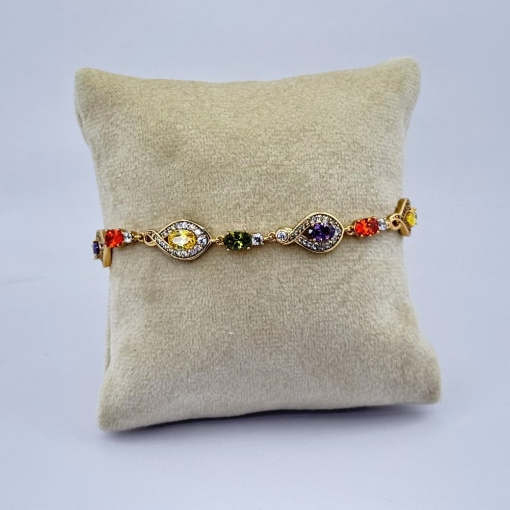 Bratara placata aur galben 18k cristale multicolore