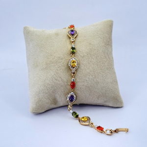 Bratara placata aur galben 18k cristale multicolore