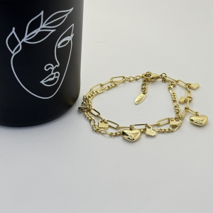 Bratara placata aur galben 18k inimioare