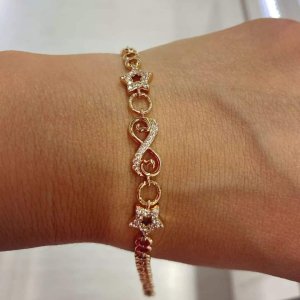 Bratara placata aur 18k stelute si inimioare