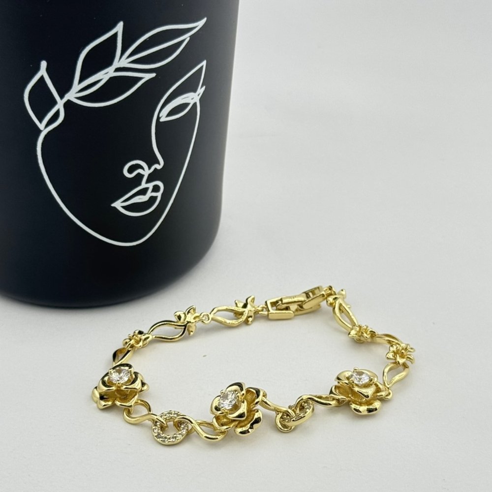 Bratara placata cu aur 18k design floral Bratara placata cu aur 18k design floral