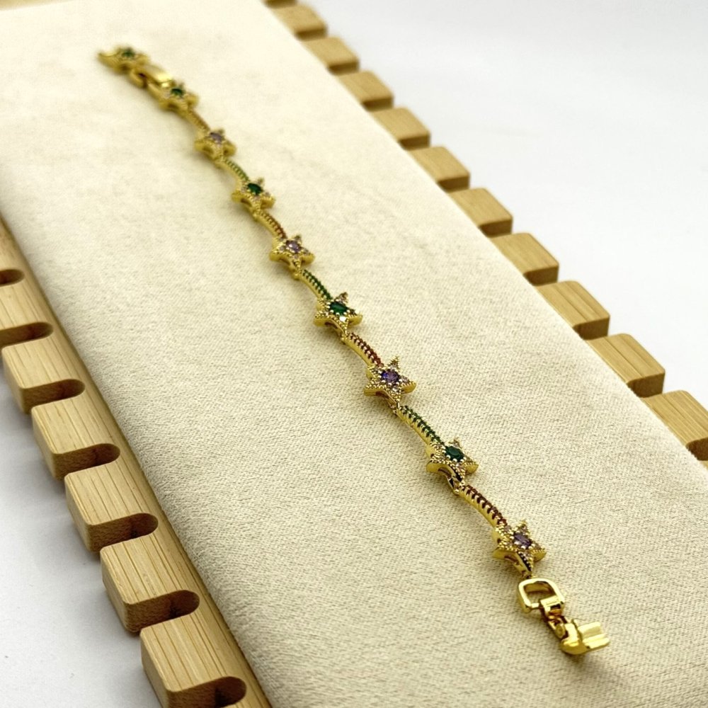 Bratara placata cu aur 18k stelute colorate