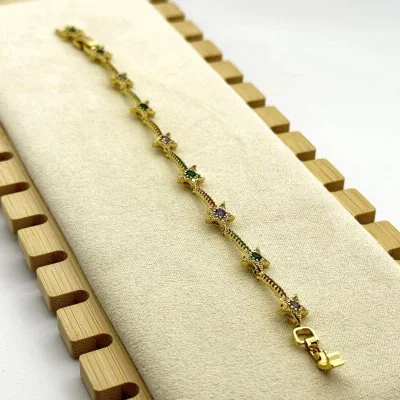 Bratara placata cu aur 18k stelute colorate