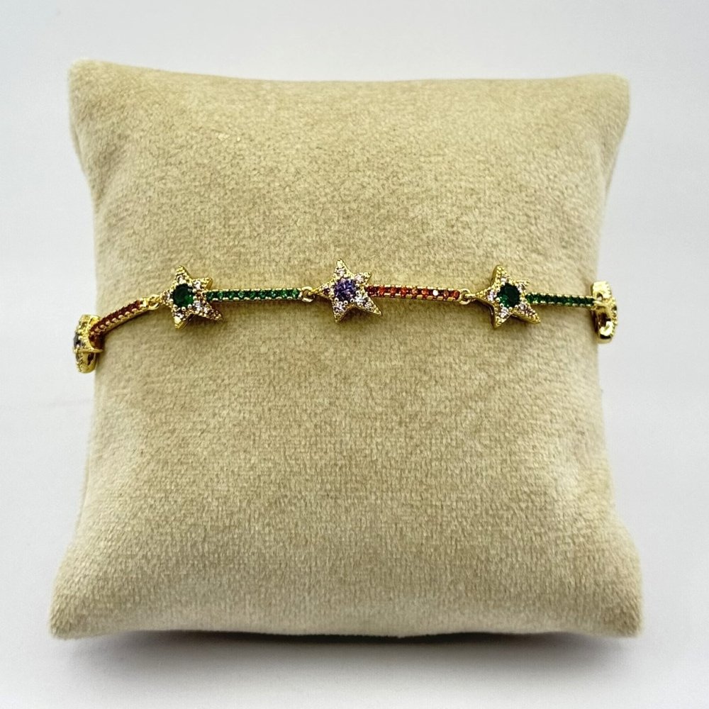 Bratara placata cu aur 18k stelute colorate