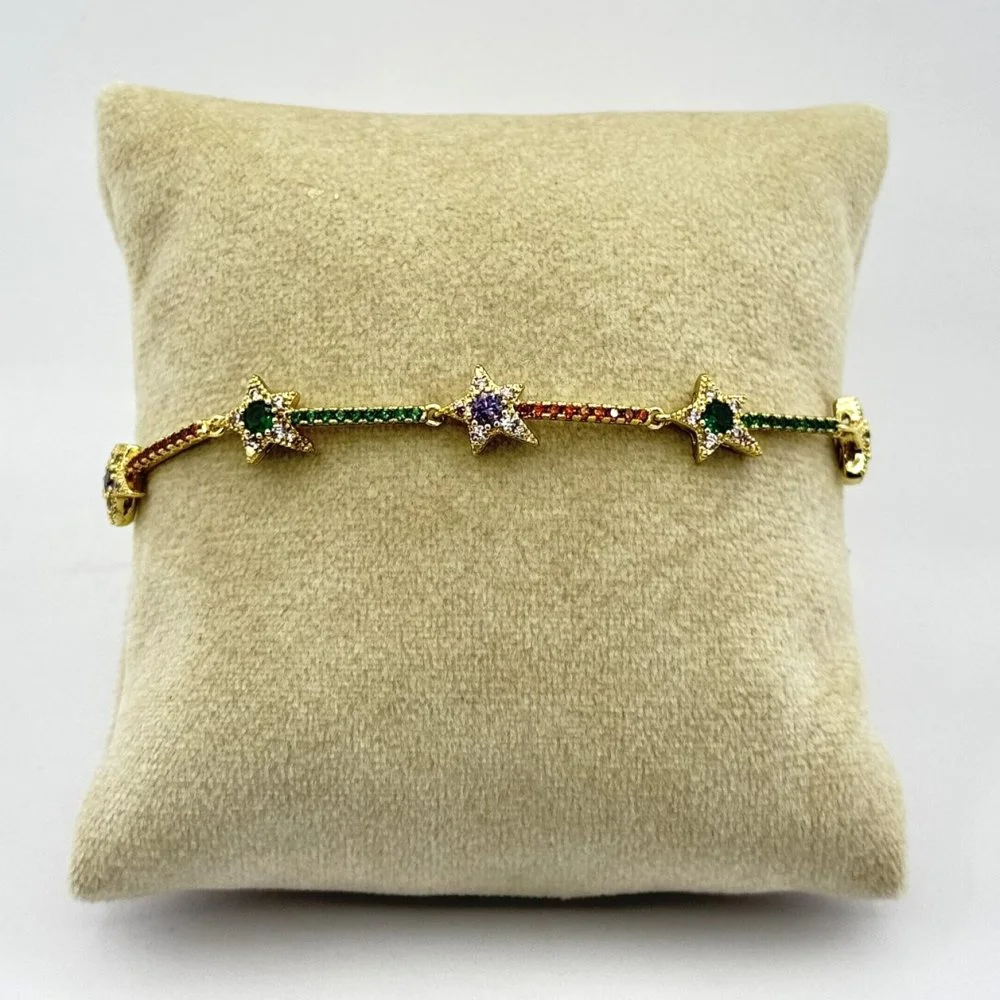Bratara placata cu aur 18k stelute colorate