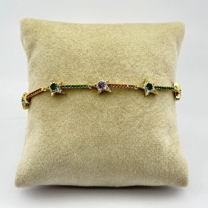 Bratara placata cu aur 18k stelute colorate