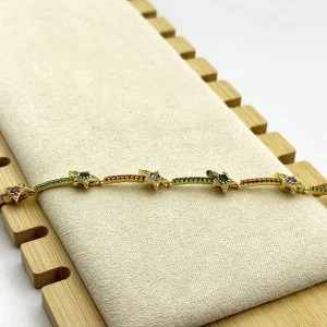 Bratara placata cu aur 18k stelute colorate