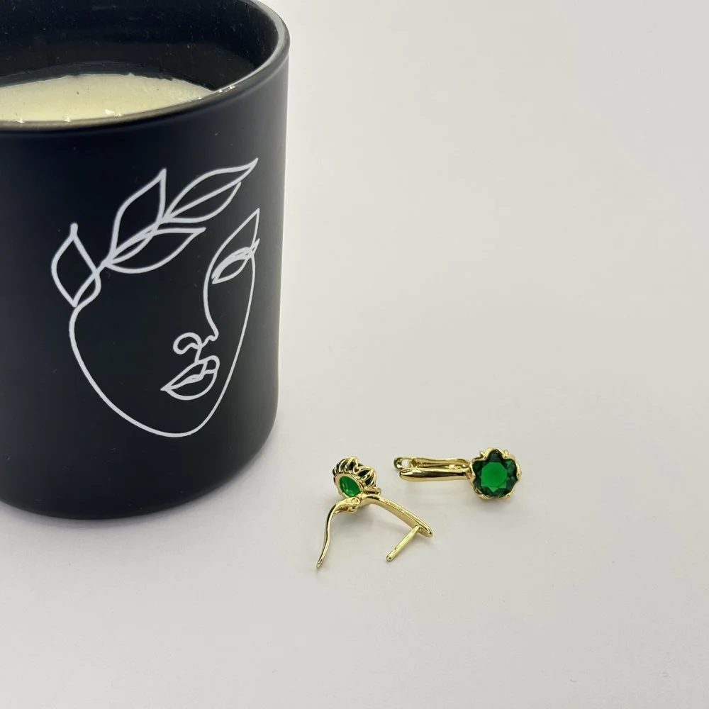 Cercei placati aur 18k cristal colorat