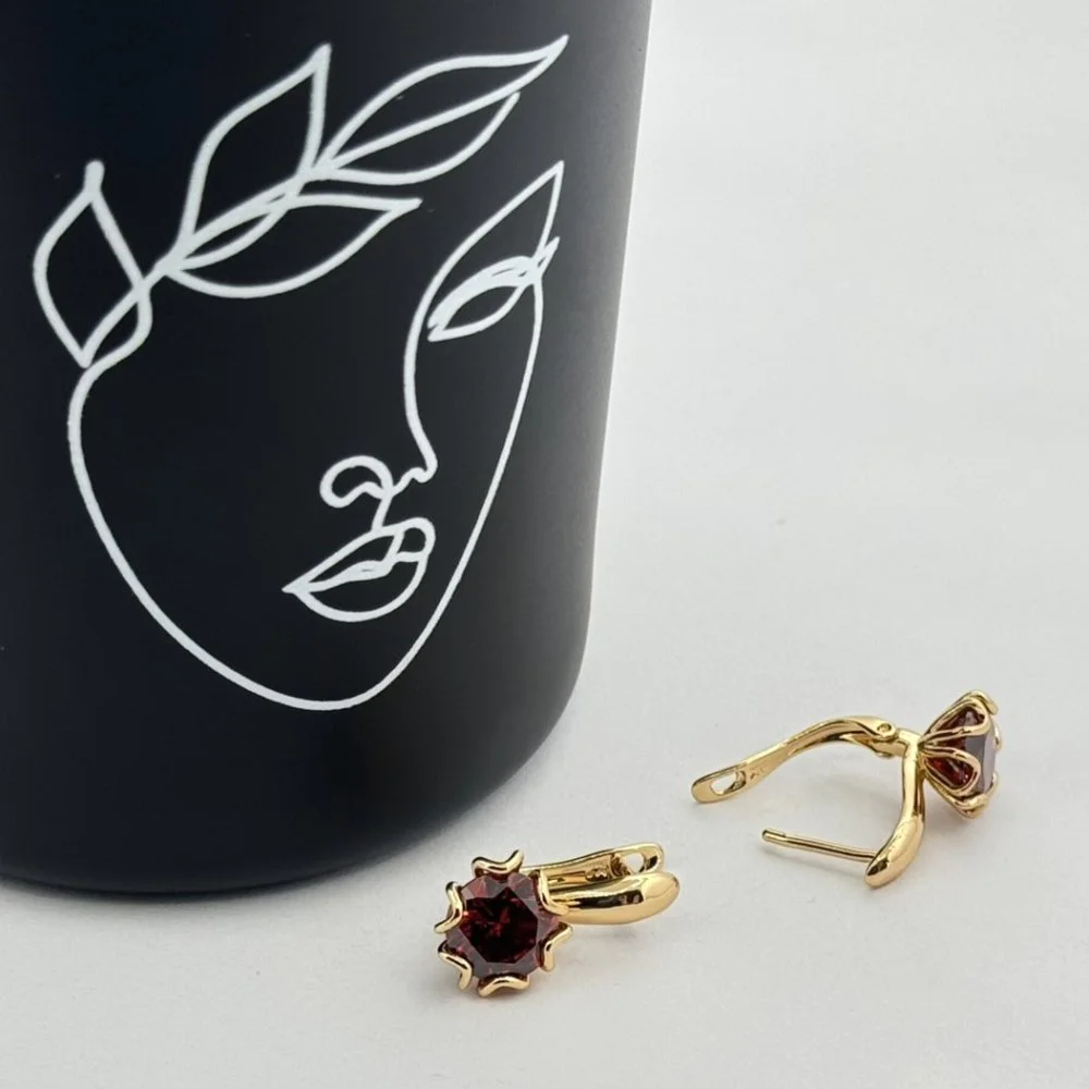 Cercei placati aur 18k cristal colorat