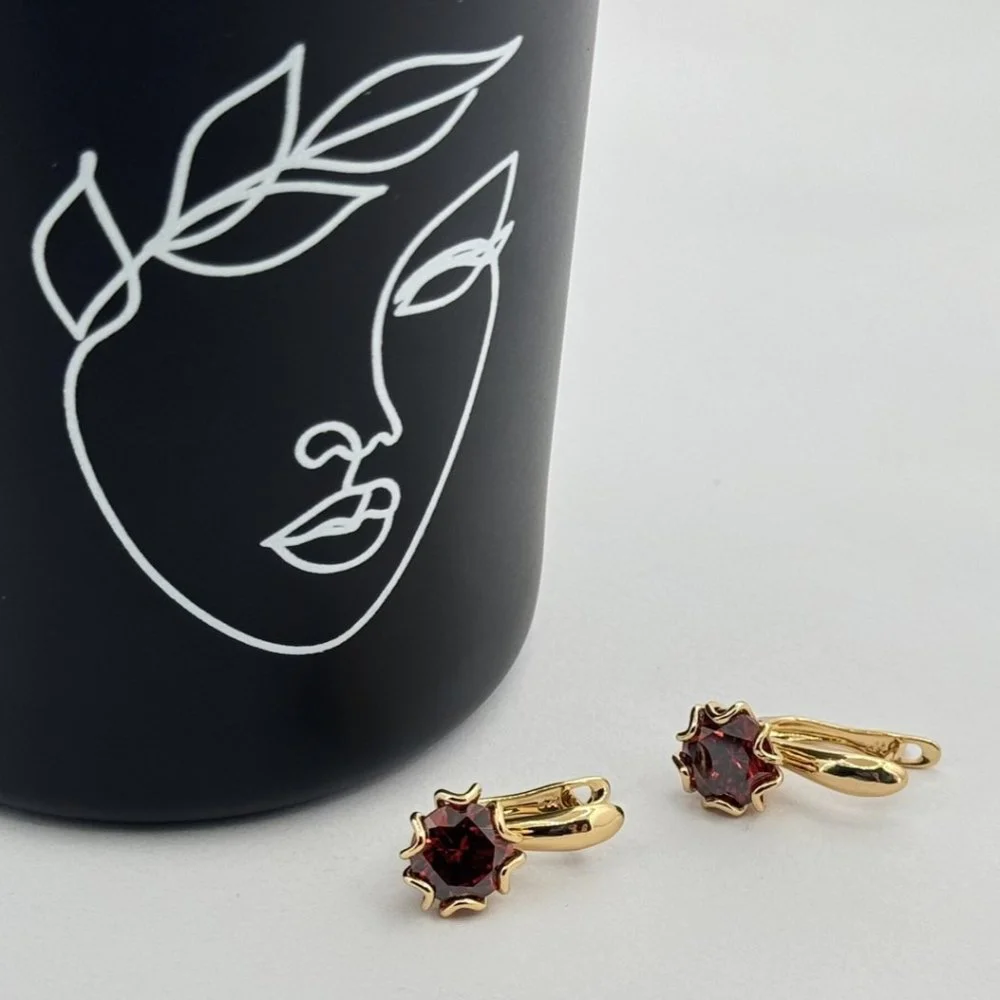 Cercei placati aur 18k cristal colorat