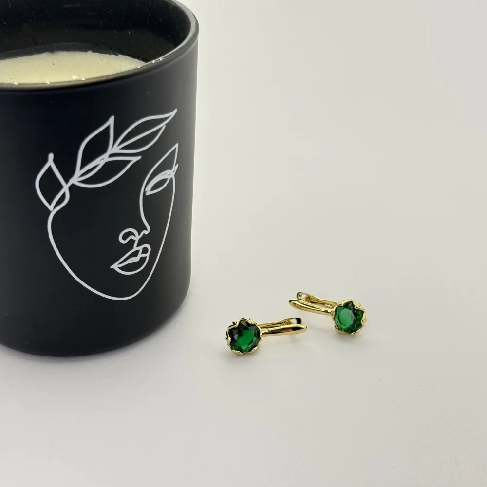 Cercei placati aur 18k cristal colorat