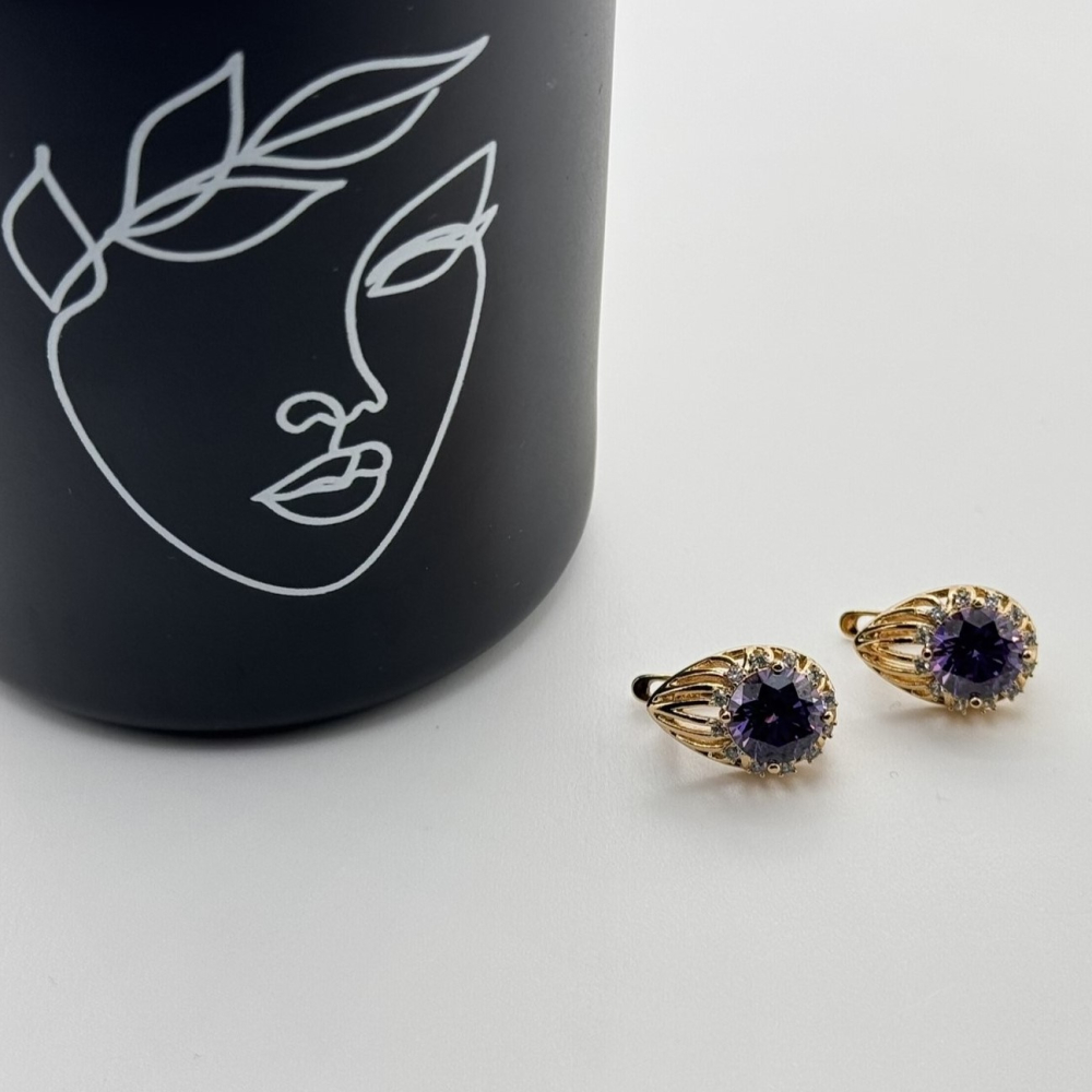 Cercei placati aur 18k cristal colorat