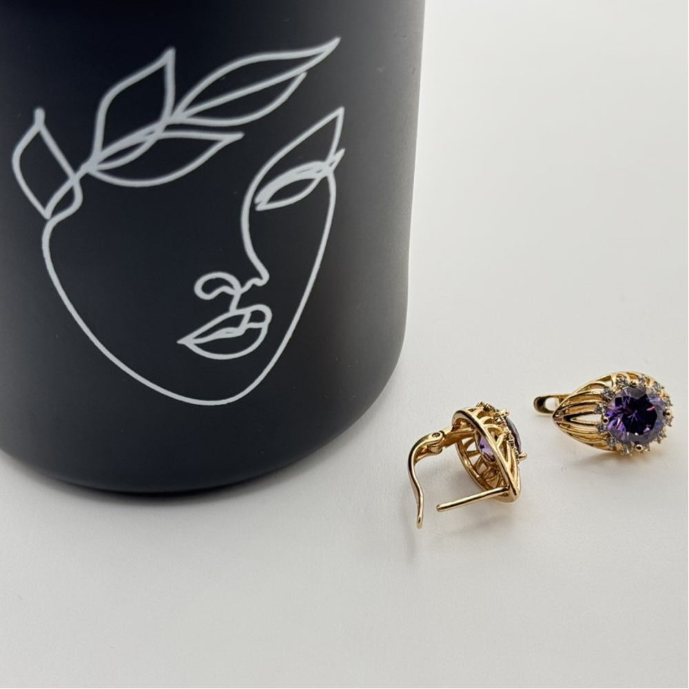 Cercei placati aur 18k cristal colorat