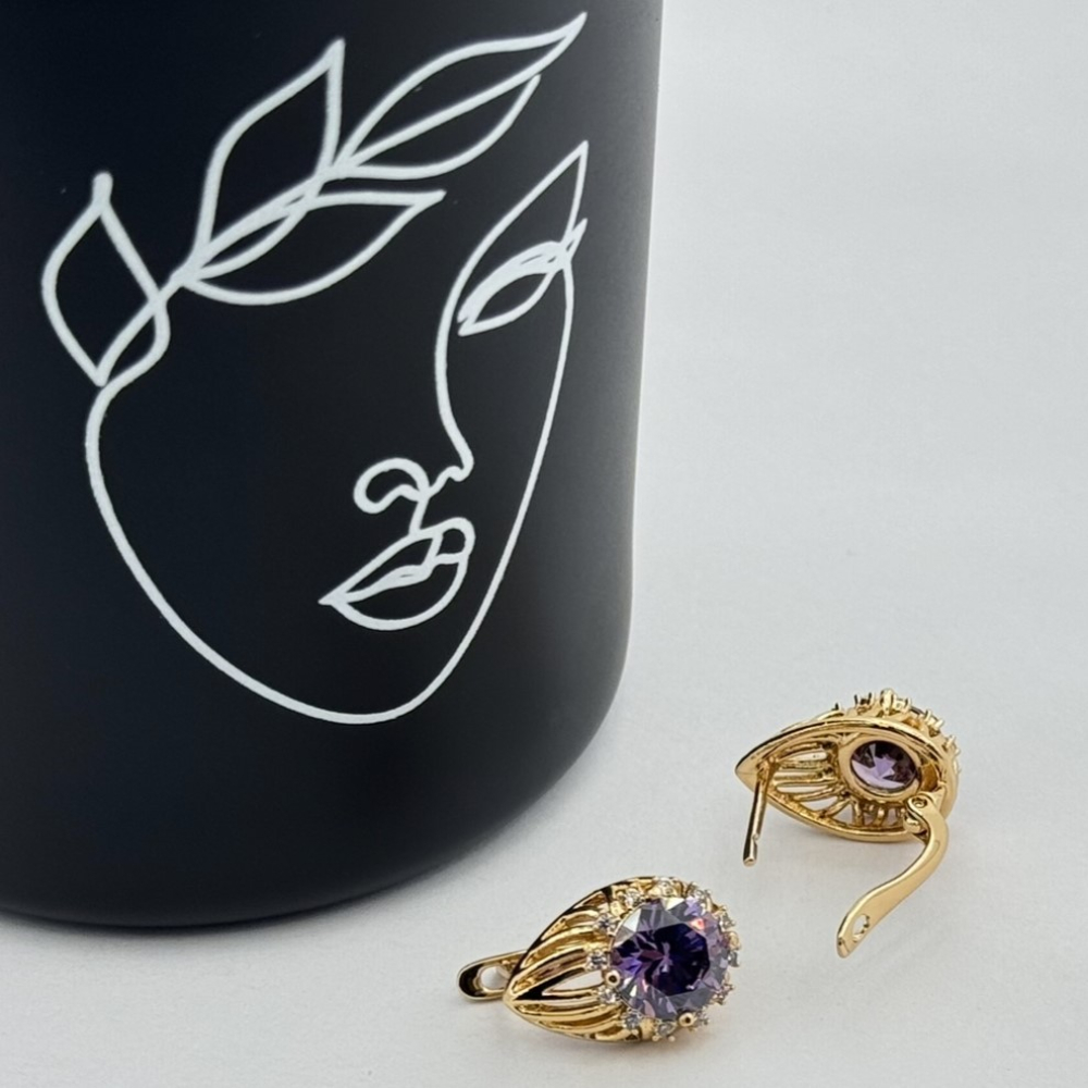 Cercei placati aur 18k cristal colorat