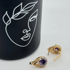 Cercei placati aur 18k cristal colorat Cercei placati aur 18k cristal colorat