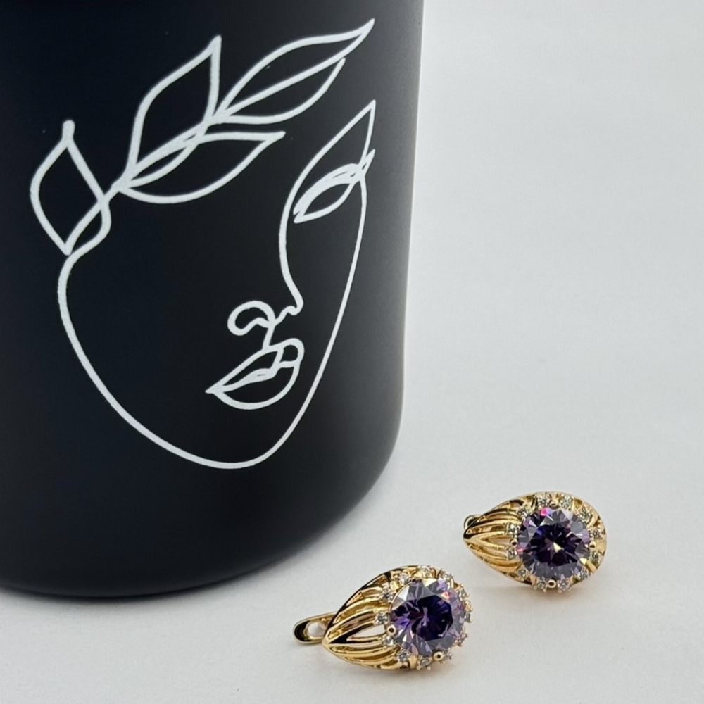 Cercei placati aur 18k cristal colorat