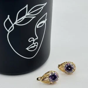 Cercei placati aur 18k cristal colorat Cercei placati aur 18k cristal colorat