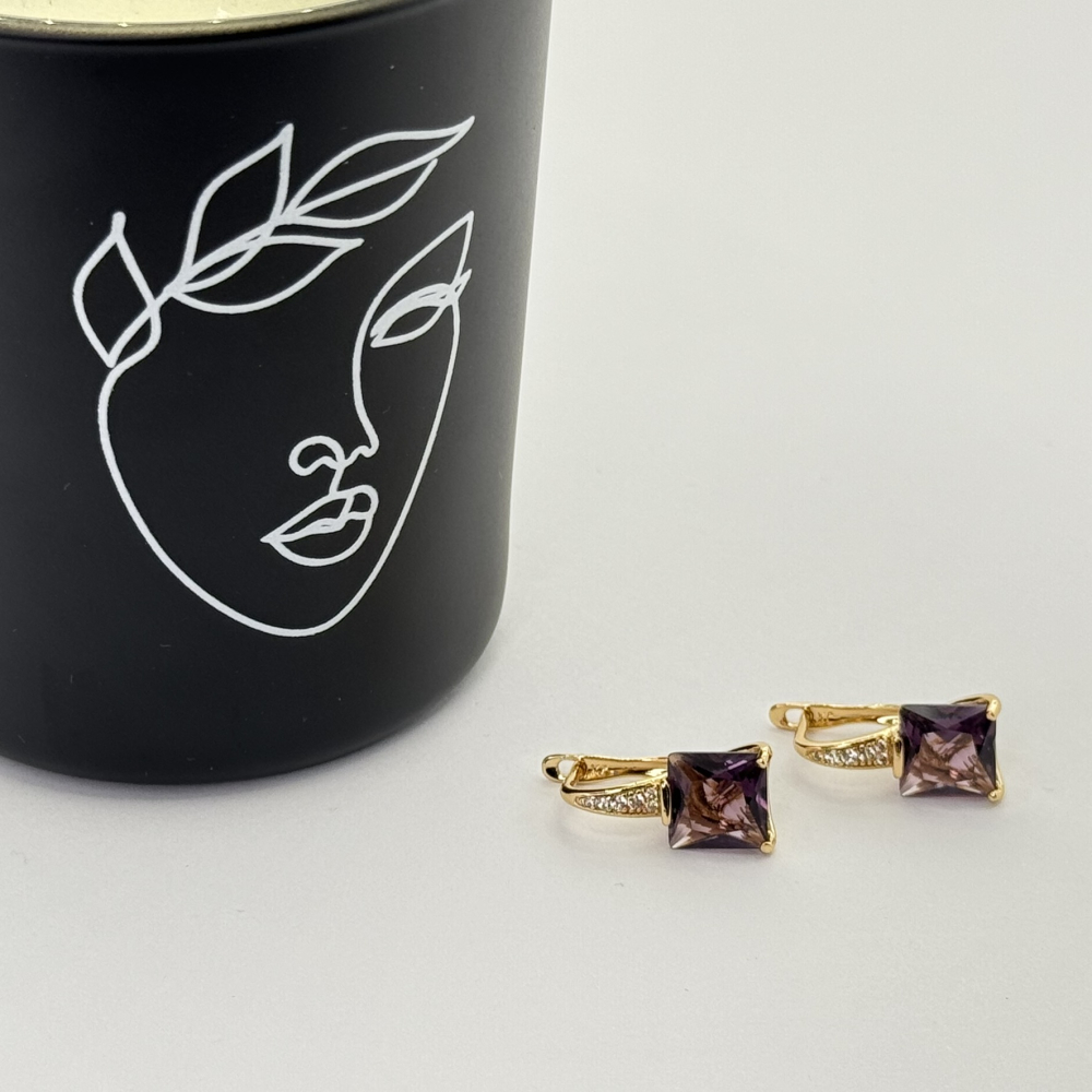 Cercei placati aur 18k cristal colorat