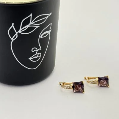 Cercei placati aur 18k cristal colorat