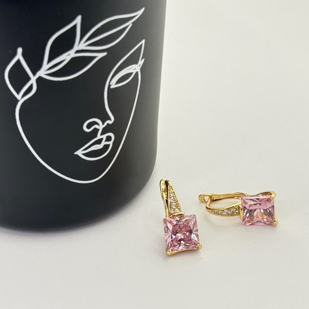 Cercei placati aur 18k cristal colorat