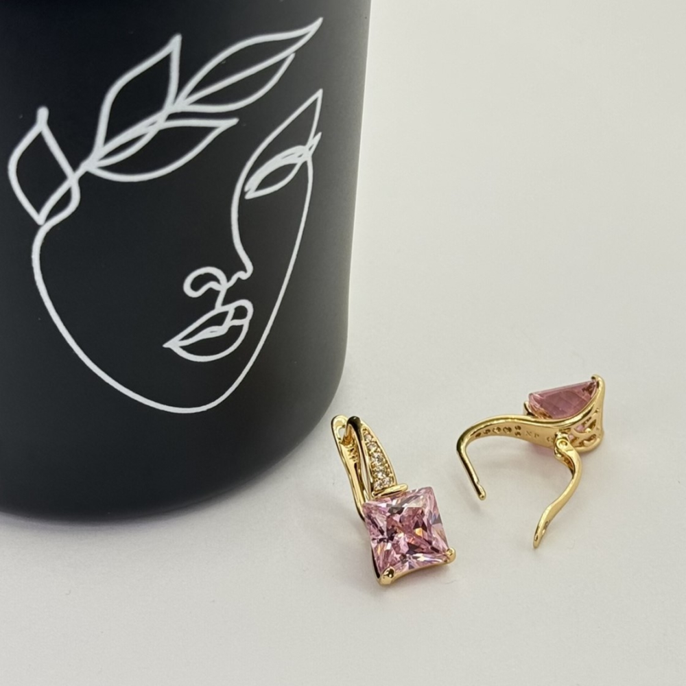 Cercei placati aur 18k cristal colorat