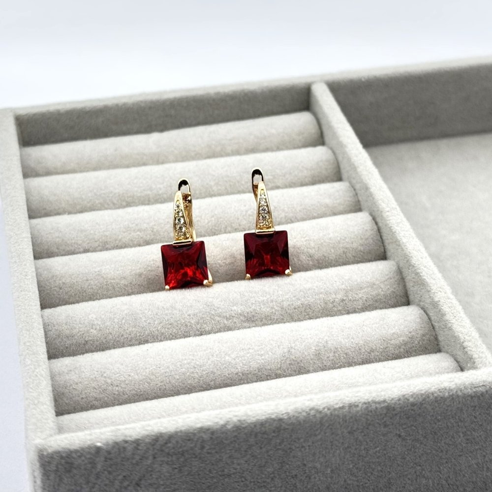 Cercei placati aur 18k cristal colorat
