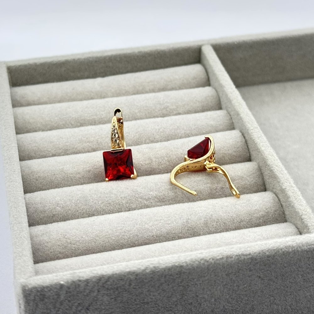 Cercei placati aur 18k cristal colorat