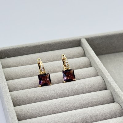 Cercei placati aur 18k cristal colorat