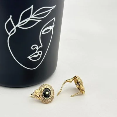 Cercei placati aur 18k cristal colorat