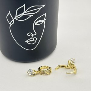 Cercei placati aur 18k cristal mare