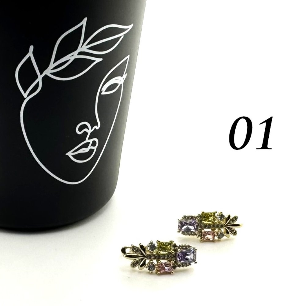 Cercei placati aur 18k cristale colorate