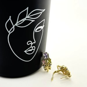 Cercei placati aur 18k cristale colorate