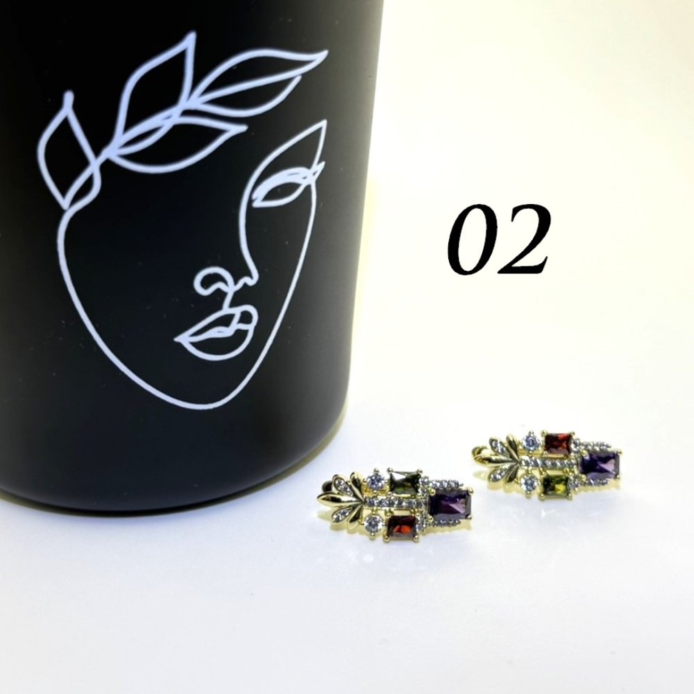 Cercei placati aur 18k cristale colorate