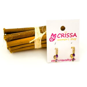Cercei placati aur 18k cristale Zirconia colorate