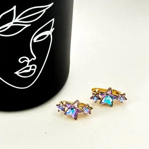 Cercei placati aur 18k cristale Zirconia colorate