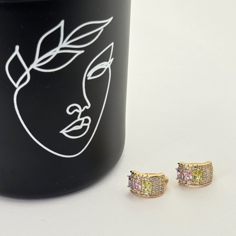 Cercei placati aur 18k cristale Zirconia colorate