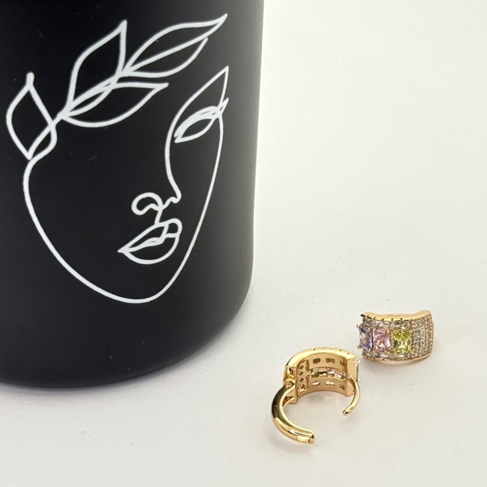 Cercei placati aur 18k cristale Zirconia colorate