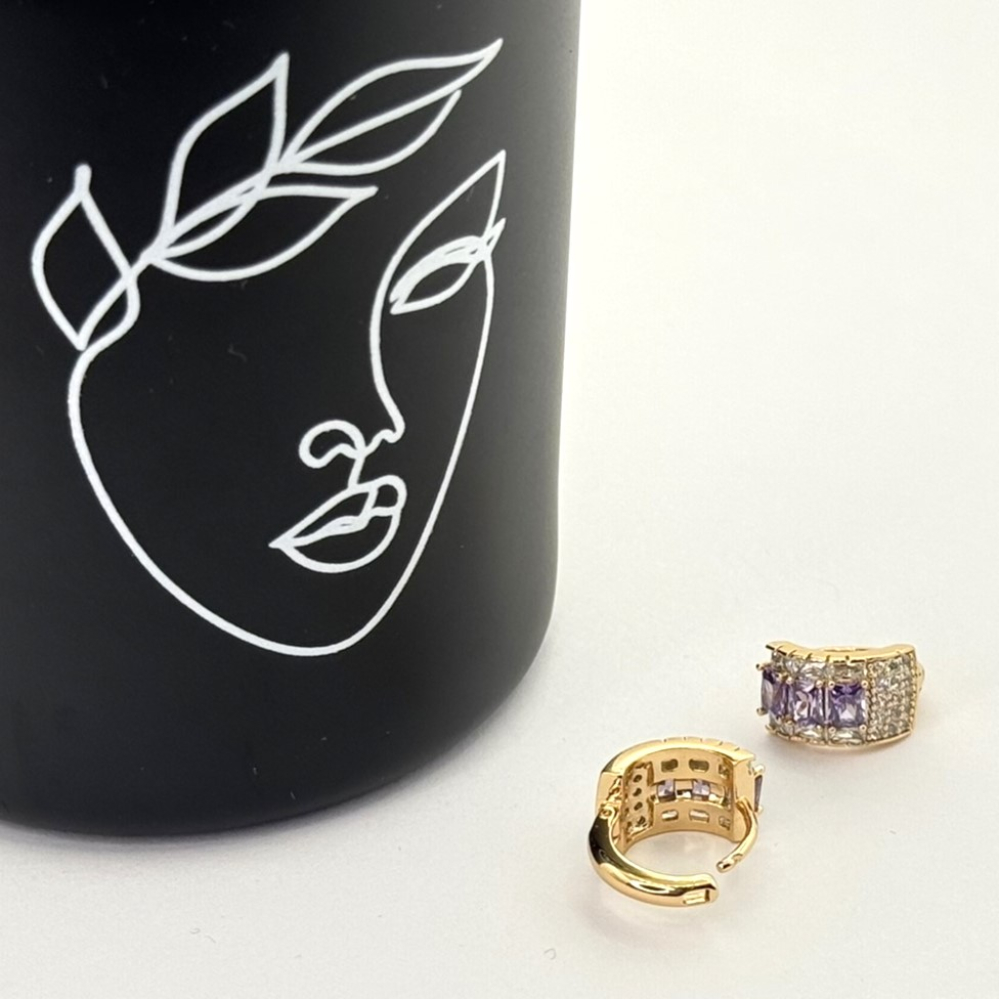 Cercei placati aur 18k cristale Zirconia colorate
