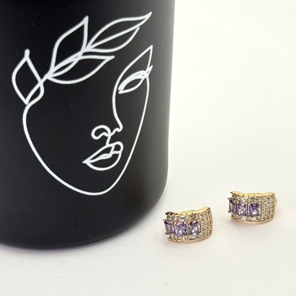 Cercei placati aur 18k cristale Zirconia colorate