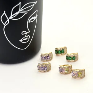 Cercei placati aur 18k cristale Zirconia colorate Cercei placati aur 18k cristale Zirconia colorate