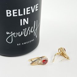 Cercei placati aur 18K cristale Zirconia de culoare rosie Cercei placati aur 18K cristale Zirconia de culoare rosie