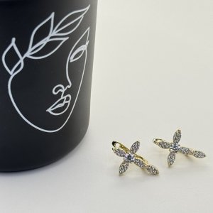 Cercei placati aur 18k cruce