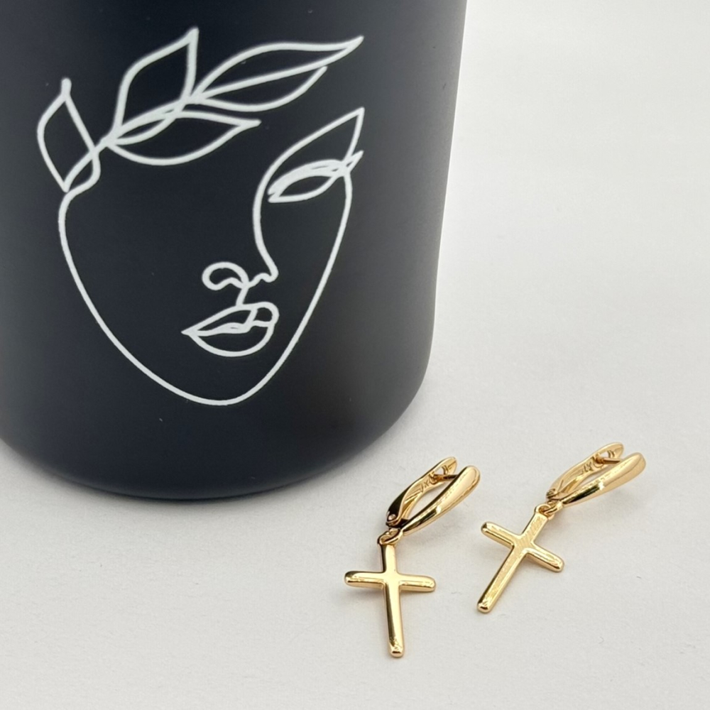 Cercei placati aur 18k cruciulite Cercei placati aur 18k cruciulite