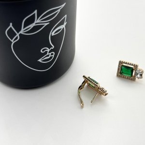 Cercei placati aur 18k cu cristal mare