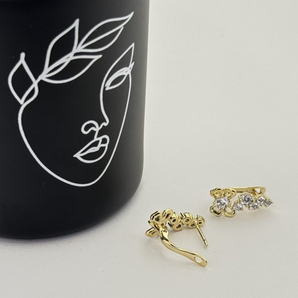 Cercei placati aur 18k cu flori