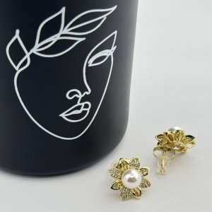 Cercei placati aur 18k cu flori