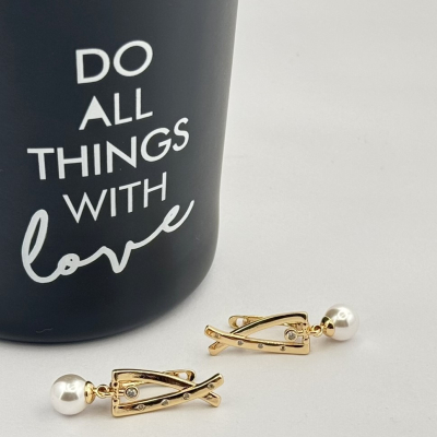 Cercei placati aur 18k cu perle